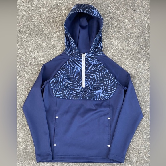 Peter Millar Crown Sport Kids Hyperlight Weld Hybrid 1/2 Zip Hoodie XS (5-6) Nav - Picture 1 of 10